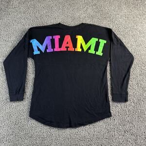 Popular Miami Shirt Mens Medium Black Rainbow Long Sleeve Cotton Crewneck Pride